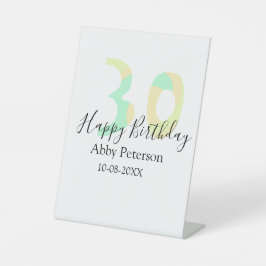 30歳の誕生日 太字 黄色と黒のレトロ 台座サイン