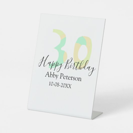 30歳の誕生日 太字 黄色と黒のレトロ 台座サイン (正面)