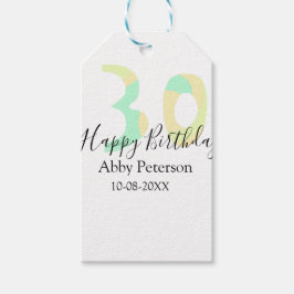 30歳の誕生日 太字 黄色 黒 レトロ ギフトタグ