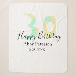 30歳の誕生日 太字 黄色 黒 レトロ シェルパブランケット