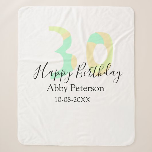 30歳の誕生日 太字 黄色 黒 レトロ シェルパブランケット (正面)