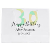 30歳の誕生日 太字 黄色 黒 レトロ ラージペーパーバッグ (裏面)