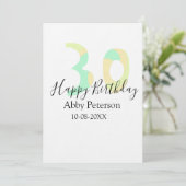30歳の誕生日 太字 黄色 黒 レトロ 招待状 (スタンド正面)