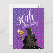 30歳の誕生日 女性 カクテル ファッション ビューティー ポストカード (正面/裏面)