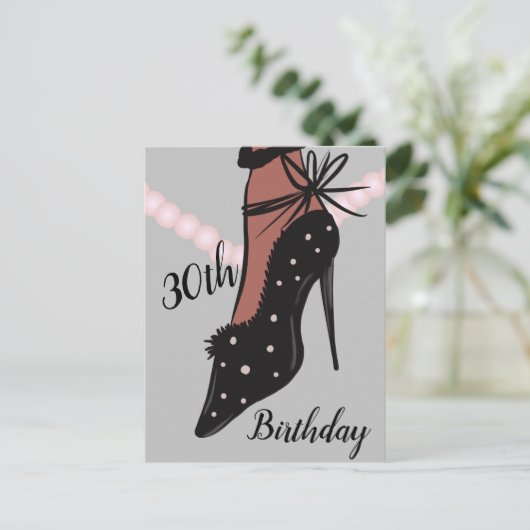 30歳の誕生日 女性 ヒール ファッション ビューティー ポストカード (スタンド正面)