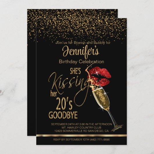 30歳の誕生日 – 彼女キスをするは20歳の別れ 招待状 (正面/裏面)