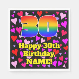 30歳の誕生日：愛するハートパターン、虹# 30 スタンダードランチョンナプキン