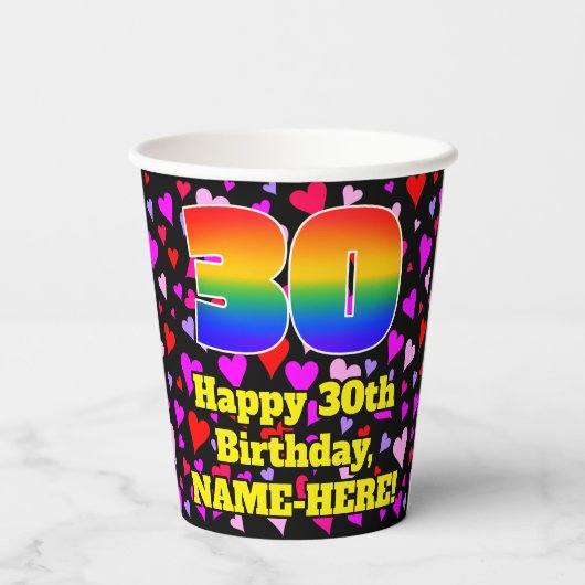30歳の誕生日:愛するハートパターン, Rainbow 30 紙コップ (裏面)