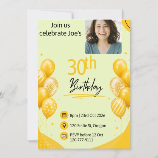 30歳の誕生日 招待状 (正面)