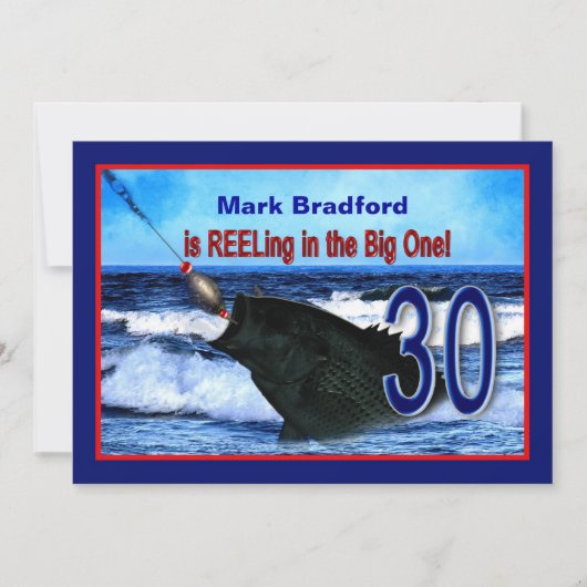 30歳の誕生日 – 招待状/魚釣り/リール 招待状 (正面)