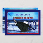 30歳の誕生日 – 招待状/魚釣り/リール 招待状 (正面/裏面)