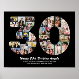 30歳の誕生日 数字30 写真コラージュ ギフト ポスター