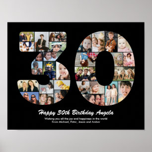 30歳の誕生日　数字30　写真コラージュ　ギフト ポスター