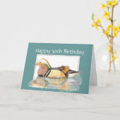 30歳の誕生日,木の鴨,鳥,水鳥 カード (黄色い花)