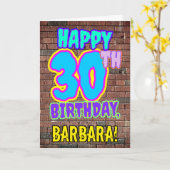 30歳の誕生日 - 楽しく都会的な落書き風デザイン カード (黄色い花)