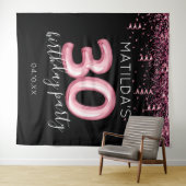 30歳の誕生日 現代的なピンクの写真背景 タペストリー (インサイチュ(横))