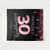 30歳の誕生日 現代的なピンクの写真背景 タペストリー (正面(横))