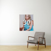30歳の誕生日 白い写真に名前と日付と年を追加 タペストリー (インサイチュ)