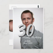 30歳の誕生日 白い写真に名前と日付と年を追加 ポストカード (正面/裏面)