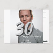 30歳の誕生日 白い写真に名前と日付と年を追加 ポストカード (裏面)