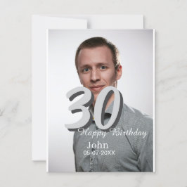30歳の誕生日 白い写真に名前と日付と年を追加 ポストカード