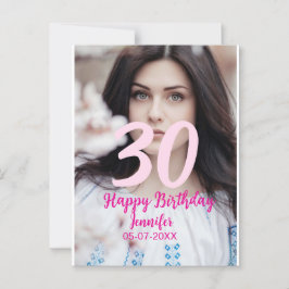 30歳の誕生日 白い写真に名前と日付と年を追加 ポストカード