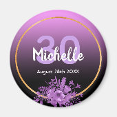 30歳の誕生日 紫 黒 金色の記念日を保存 マグネット (正面)