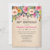 30歳の誕生日 花の水彩招待状 招待状 (正面)