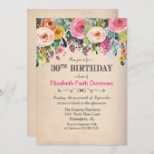 30歳の誕生日 花の水彩招待状 招待状 (正面/裏面)