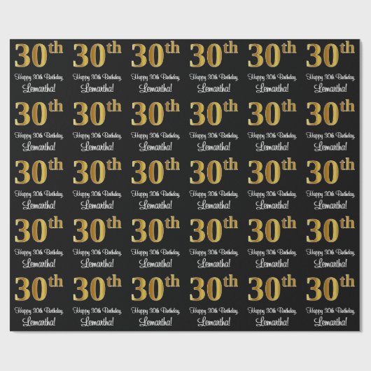 30歳の誕生日：豪華なエレガント金ゴールドルックフェイクス# ラッピングペーパー (フラット)