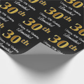30歳の誕生日：豪華なエレガント金ゴールドルックフェイクス# ラッピングペーパー (角)