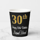 30歳の誕生日 – 豪華エレガントなフェイク金ゴールドルック# 紙コップ (正面)