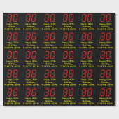 30歳の誕生日:赤いデジタル時計スタイルの「30」+名前 ラッピングペーパー (フラット)