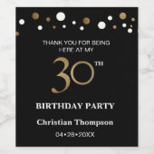 30歳の誕生日、金ゴールドとブラックテーマ感謝していよ ワインラベル (シングルラベル)
