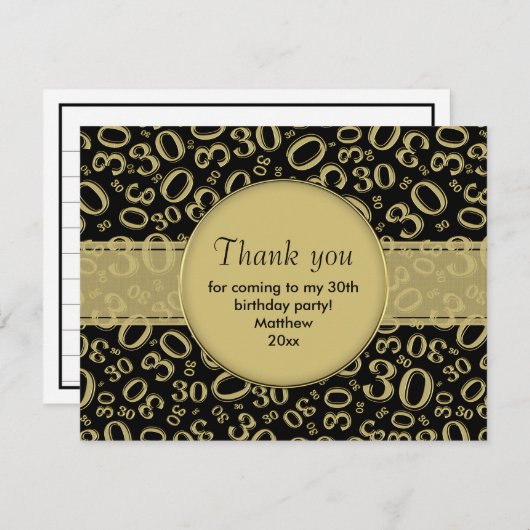 30歳の誕生日：金ゴールド/黒の乱数パターン (正面/裏面)