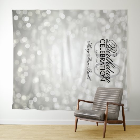 30歳の誕生日 銀色 グリッター ライト フォトバックドロップ タペストリー (インサイチュ(横))