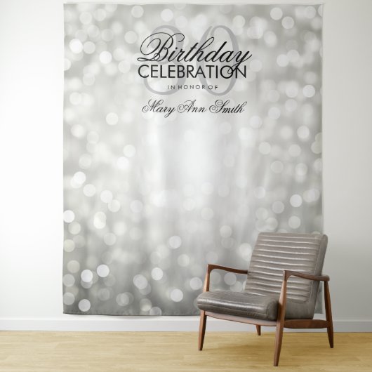 30歳の誕生日 銀色 グリッター ライト フォトバックドロップ タペストリー (インサイチュ)