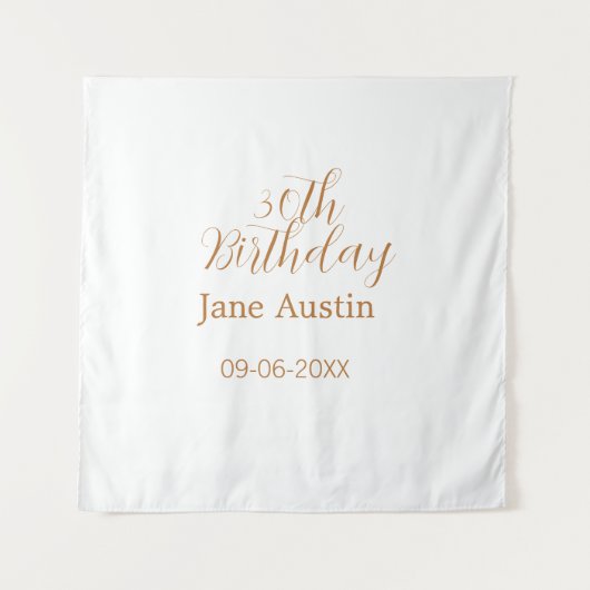 30歳の誕生日 銅色 ブラウン シンプル おしゃれ 名前 日付 タペストリー (正面)