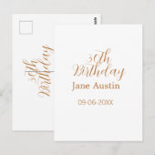 30歳の誕生日 銅色 ブラウン シンプル おしゃれ 名前 日付 ポストカード (正面/裏面)