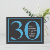 30歳の誕生日 青と黒の黒板 招待状 (スタンド正面)