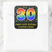 30歳の誕生日:音楽カラフル記号、レインボー30 スクエアシール (バッグ)