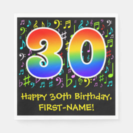 30歳の誕生日 – 音楽カラフル記号， Rainbow 30 スタンダードランチョンナプキン