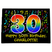 30歳の誕生日 – 音楽カラフル記号, Rainbow 30 ラージペーパーバッグ (正面)