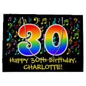 30歳の誕生日 – 音楽カラフル記号, Rainbow 30 ラージペーパーバッグ (裏面)