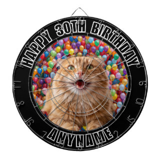 30歳の誕生日 風船の背景 カスタム猫の写真 ダーツボード
