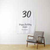 30歳の誕生日 黒 テンプレート 名前 日付 年 タペストリー (インサイチュ)