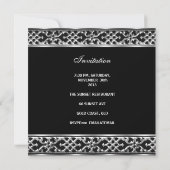 30歳の誕生日 黒 白 ストライプ シルバー 招待状 (裏面)
