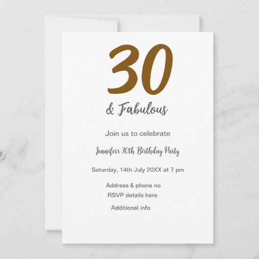 30歳の誕生日 黒 QRコード 名前 日付 年 招待状 (正面)