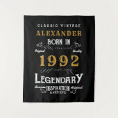 30歳の誕生日 1992 伝説のブラックゴールドに名前を入れて タペストリー (正面)