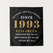 30歳の誕生日 1993年生まれ 名前を追加 ブラック ゴールド タペストリー (正面)